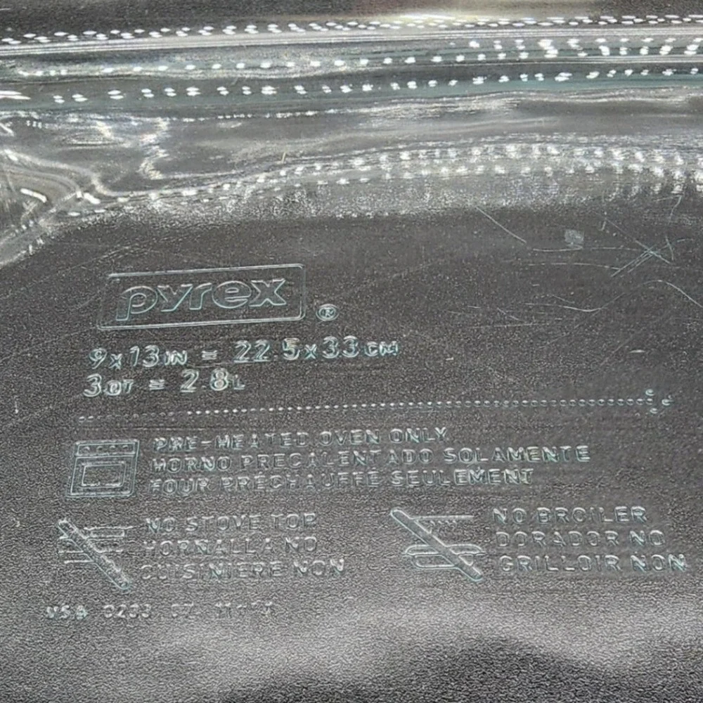 VTG USA Pyrex 3qt 9x13 Clear Blue Tint Glass Rectangular Casserole Baking Dish